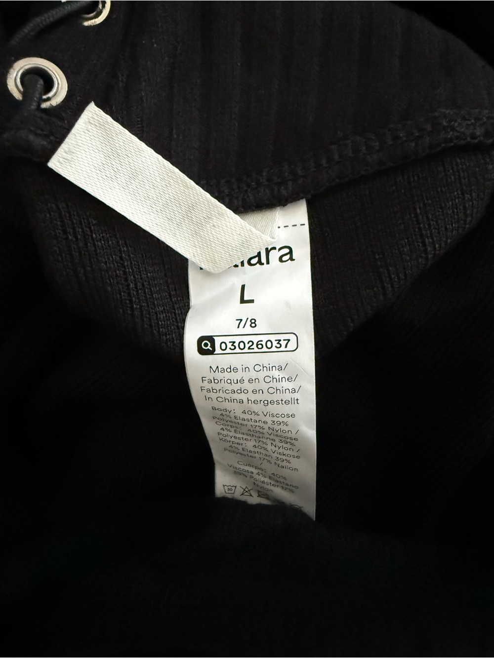 Halara Black Ribbed Pants Size L 7/8 Ankle Length Lace Up Back - Picture 5 of 5